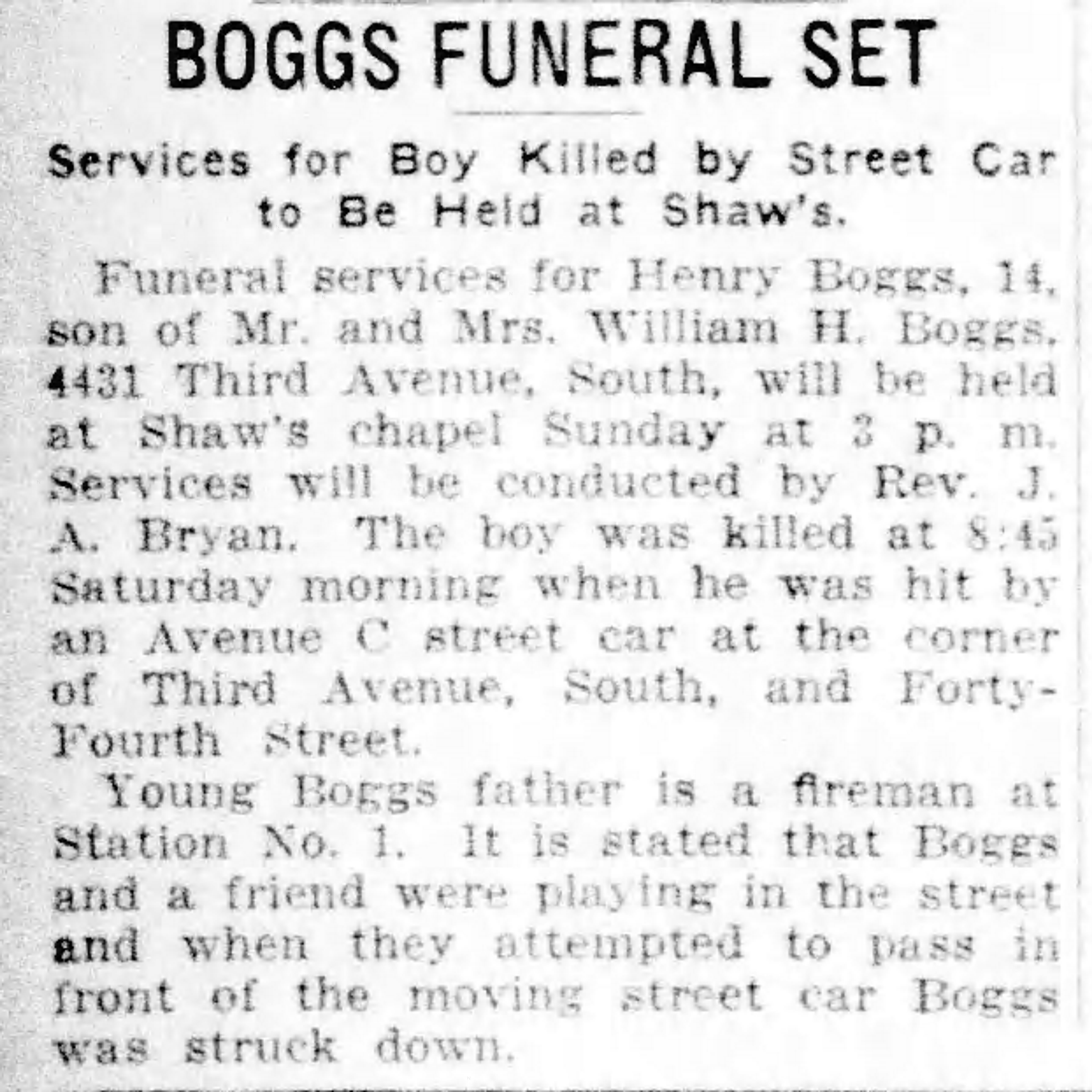 Henry Boggs obituary
